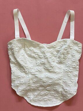 Reformation Womens White Floral Top Womens Hattie Coquette Corset Deadstock 0